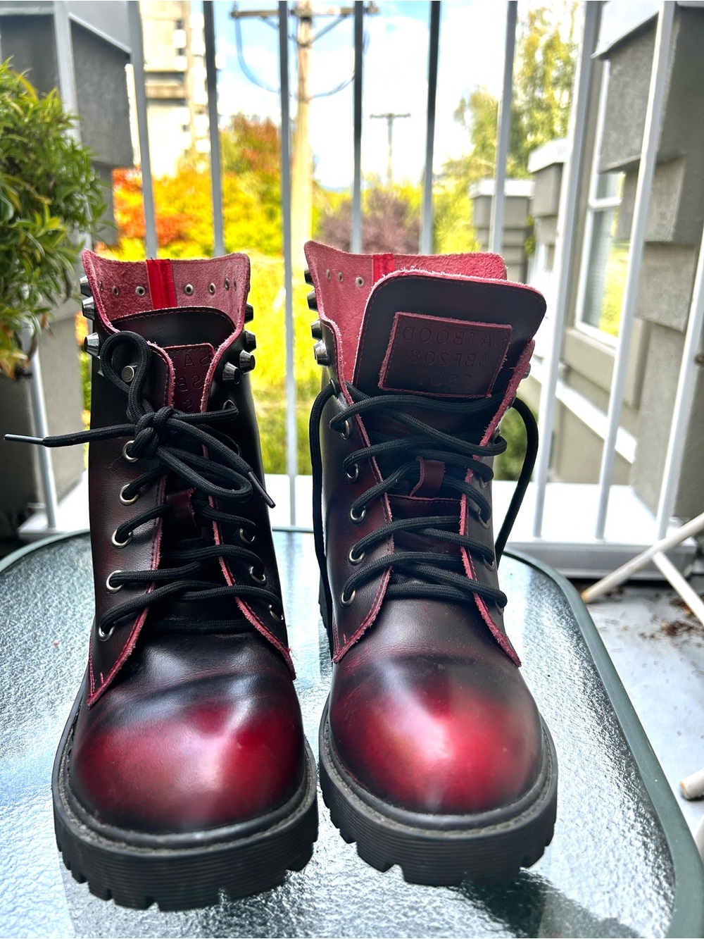 Women's Burgundy Lace-Up Punk/Grunge Boots
